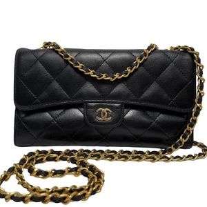 CHANEL Lambskin Classic Flap Wallet on Chain